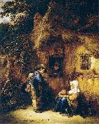 Isaac van Ostade Traveller at a Cottage Door painting